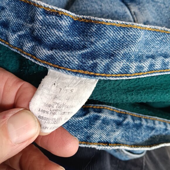 Vintage 1990's Men's 32x30 L.L.Bean Lined Natural Denim Jeans Green Fleece Liner - Picture 8 of 8